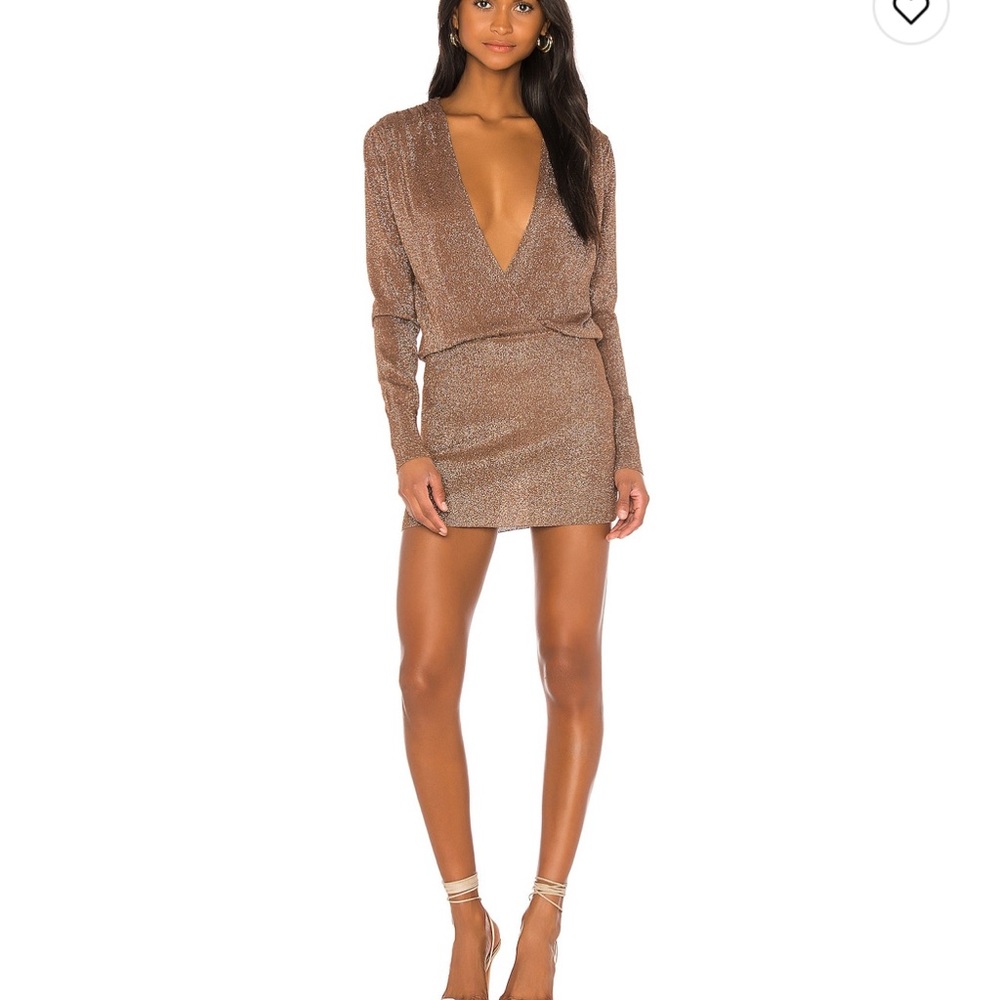 Superdown brown shimmer mini dress
